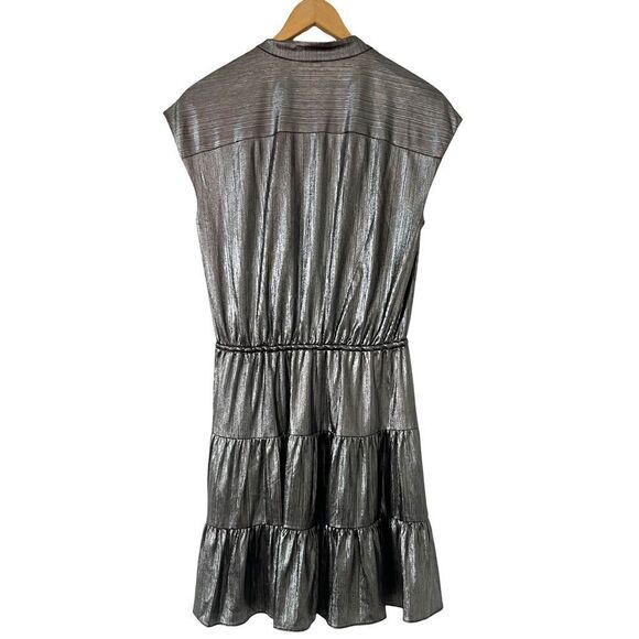 Rebecca Minkoff Silver Metallic Ollie Tiered Mini Dress - Picture 3 of 15